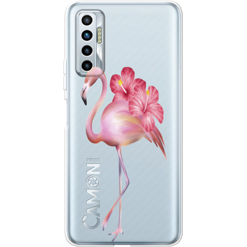 Прозрачный чехол BoxFace Tecno Camon 17P Floral Flamingo