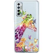 Прозрачный чехол BoxFace Tecno Camon 17P Colorful Giraffe