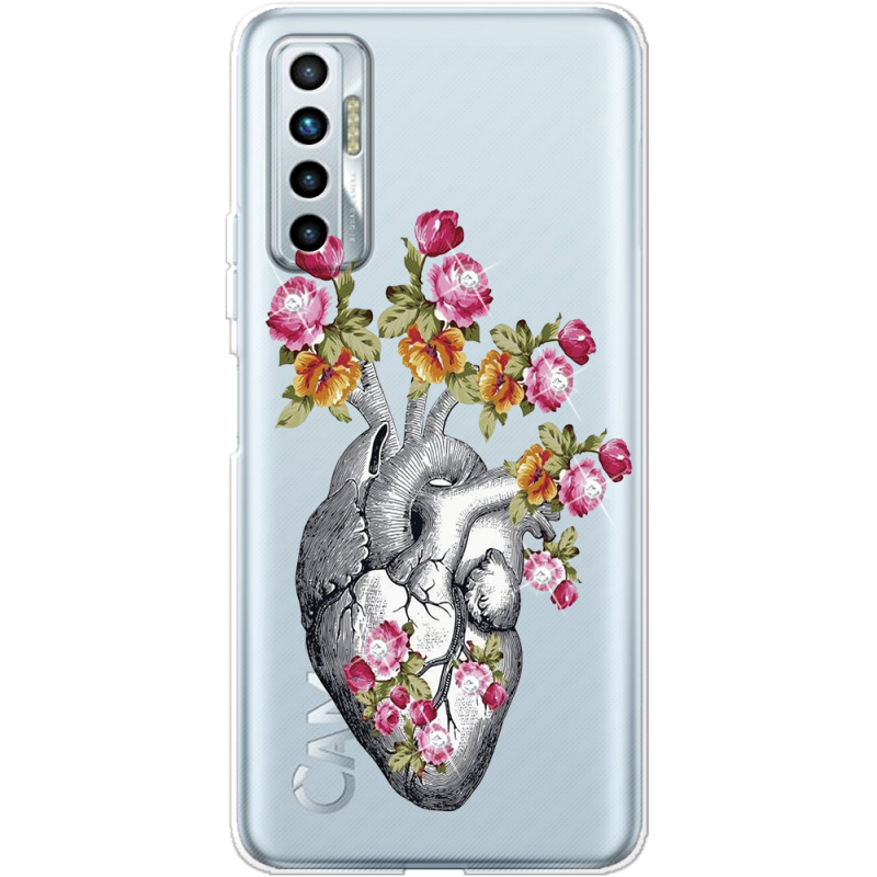 Чехол со стразами BoxFace Tecno Camon 17P Heart