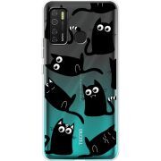 Прозрачный чехол BoxFace Tecno Spark 5 Pro с 3D-глазками Black Kitty