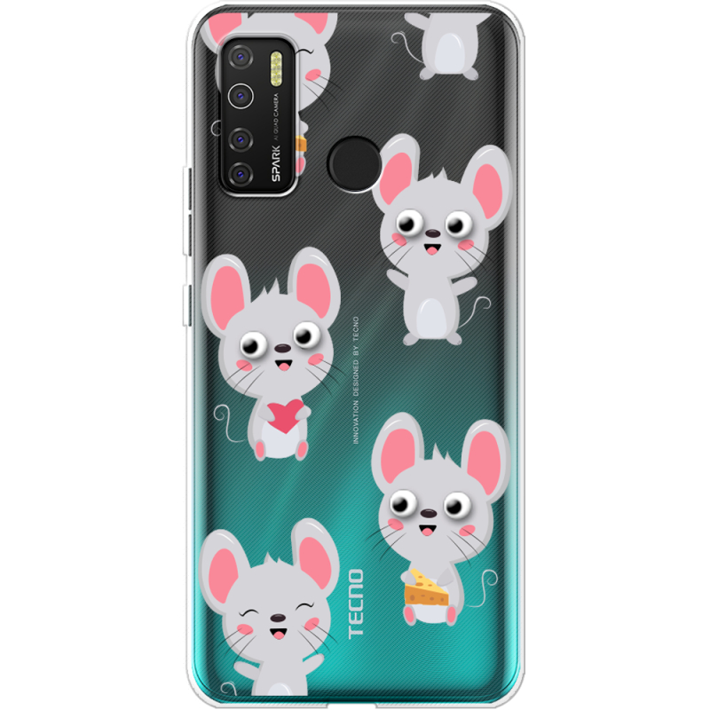 Прозрачный чехол BoxFace Tecno Spark 5 Pro с 3D-глазками Mouse