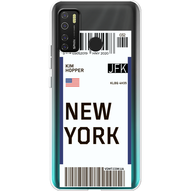 Прозрачный чехол BoxFace Tecno Spark 5 Pro Ticket New York