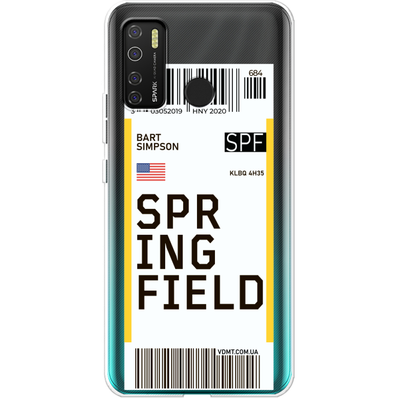 Прозрачный чехол BoxFace Tecno Spark 5 Pro Ticket Springfield