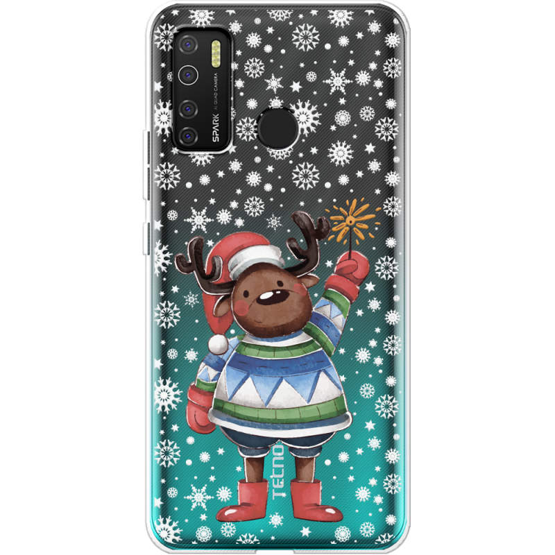 Прозрачный чехол BoxFace Tecno Spark 5 Pro Christmas Deer with Snow