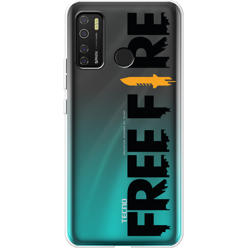 Прозрачный чехол BoxFace Tecno Spark 5 Pro Free Fire Black Logo
