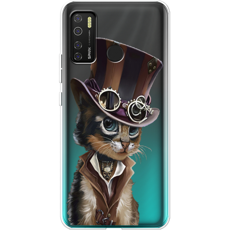 Прозрачный чехол BoxFace Tecno Spark 5 Pro Steampunk Cat