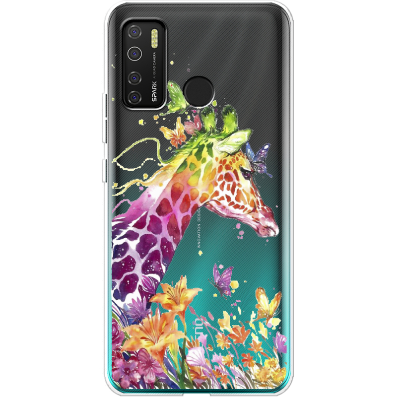 Прозрачный чехол BoxFace Tecno Spark 5 Pro Colorful Giraffe