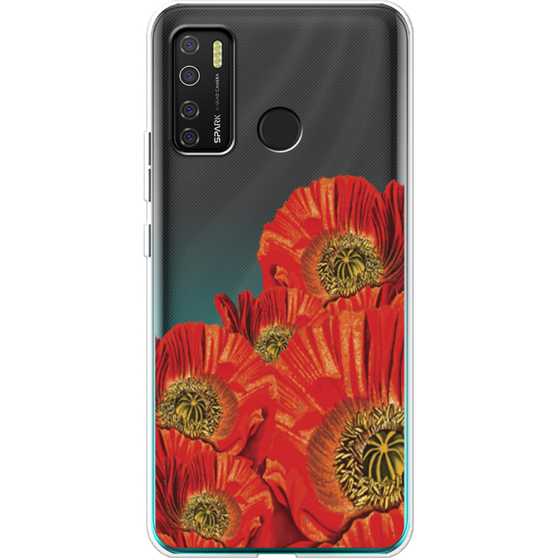 Прозрачный чехол BoxFace Tecno Spark 5 Pro Red Poppies