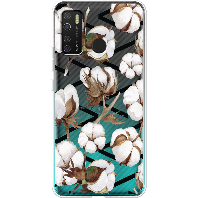 Прозрачный чехол BoxFace Tecno Spark 5 Pro Cotton flowers