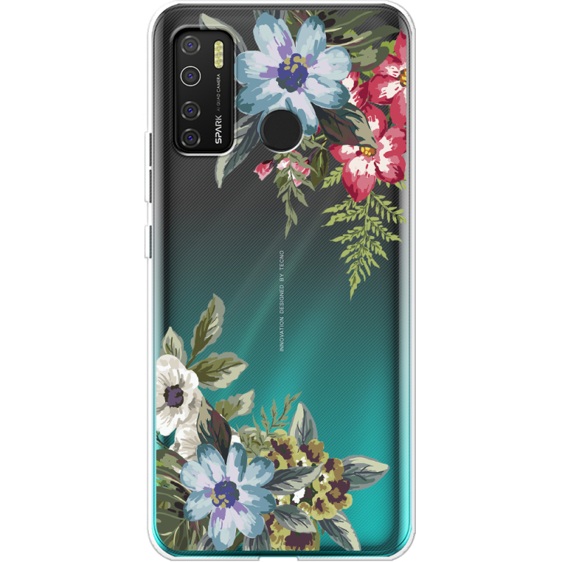 Прозрачный чехол BoxFace Tecno Spark 5 Pro Floral