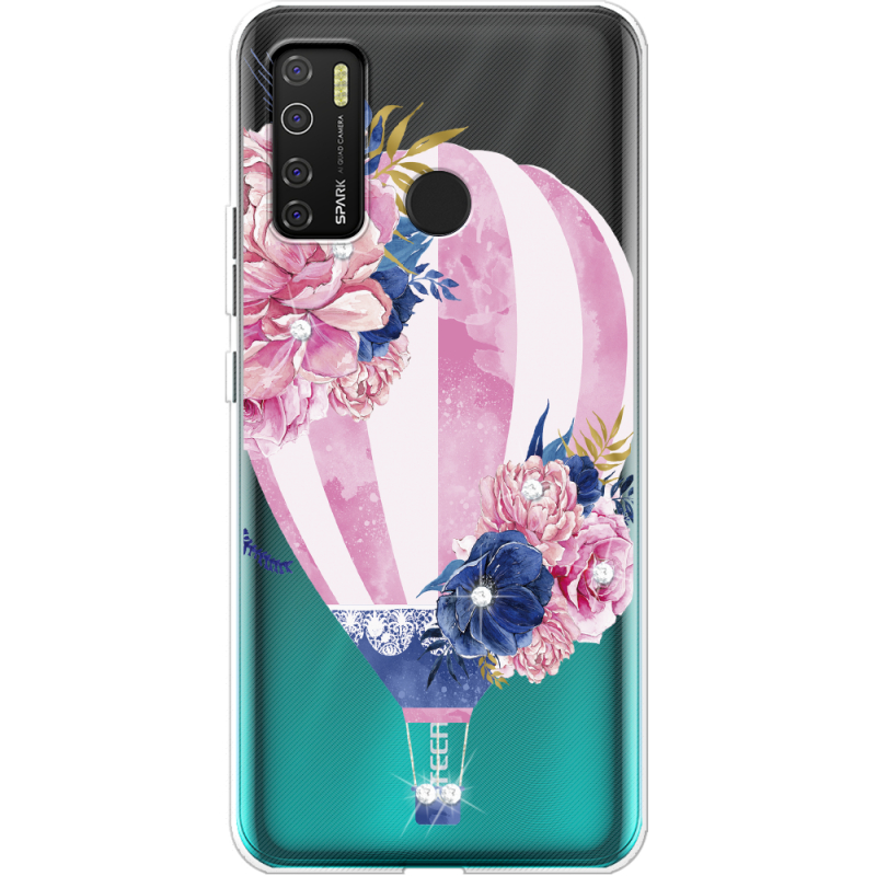 Чехол со стразами BoxFace Tecno Spark 5 Pro Pink Air Baloon