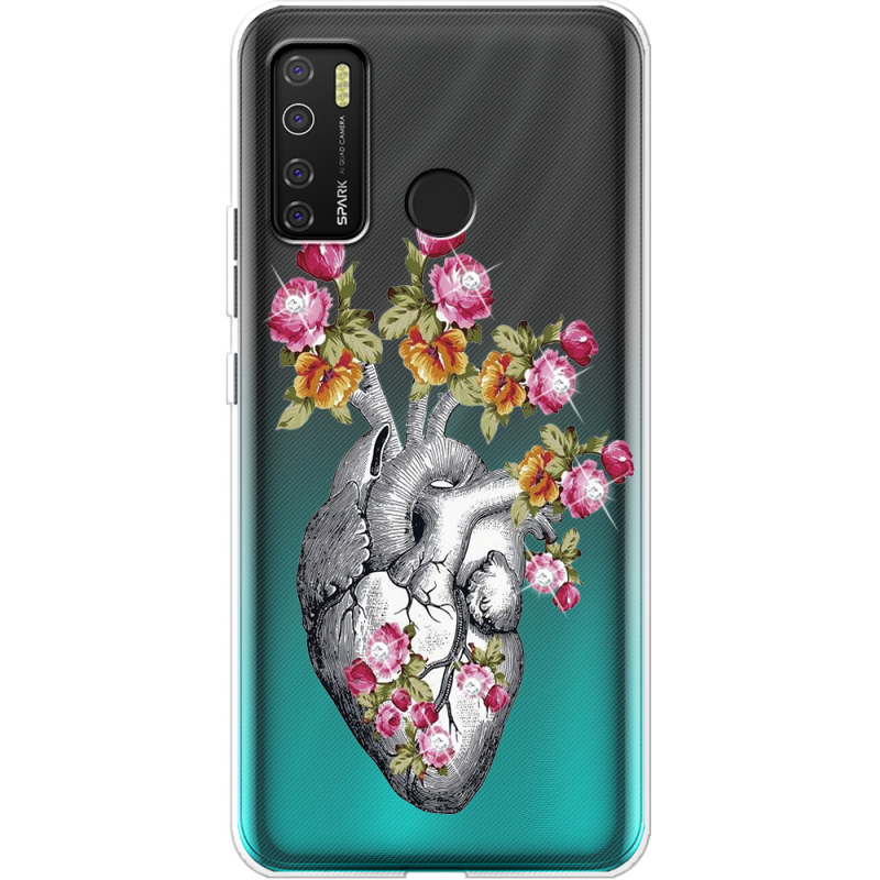 Чехол со стразами BoxFace Tecno Spark 5 Pro Heart