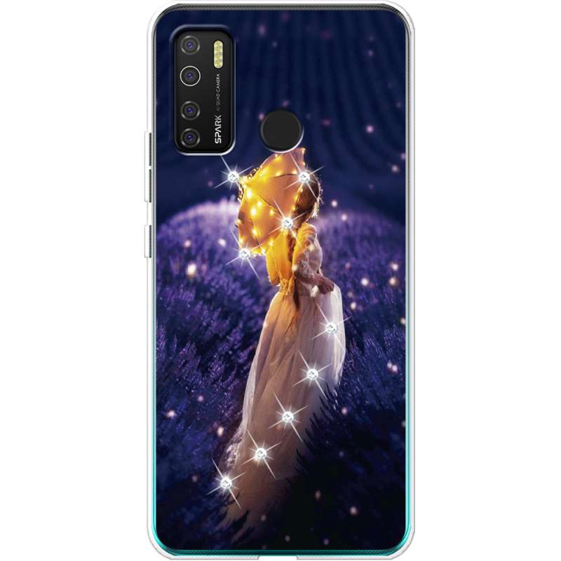 Чехол со стразами BoxFace Tecno Spark 5 Pro Girl with Umbrella