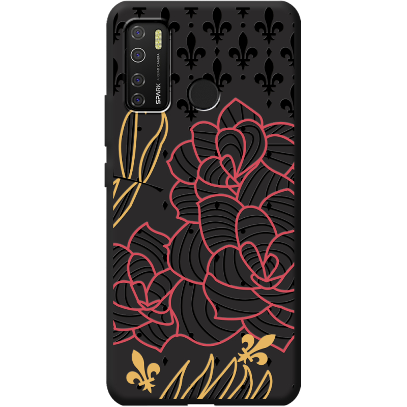 Черный чехол BoxFace Tecno Spark 5 Pro FranceFlowers