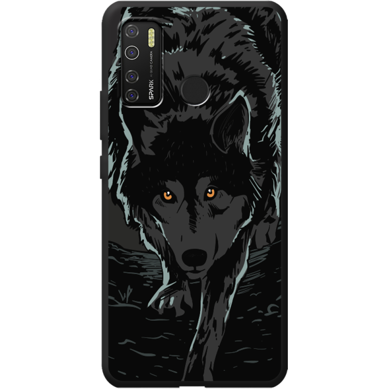 Черный чехол BoxFace Tecno Spark 5 Pro Wolf