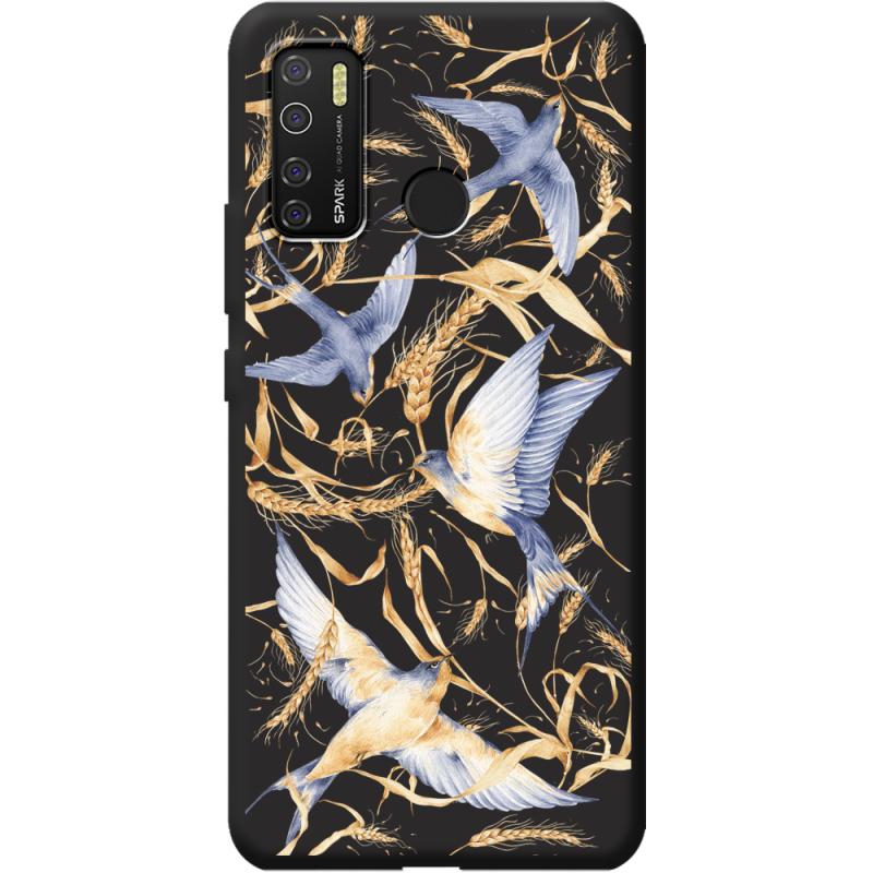 Черный чехол BoxFace Tecno Spark 5 Pro Ластівки