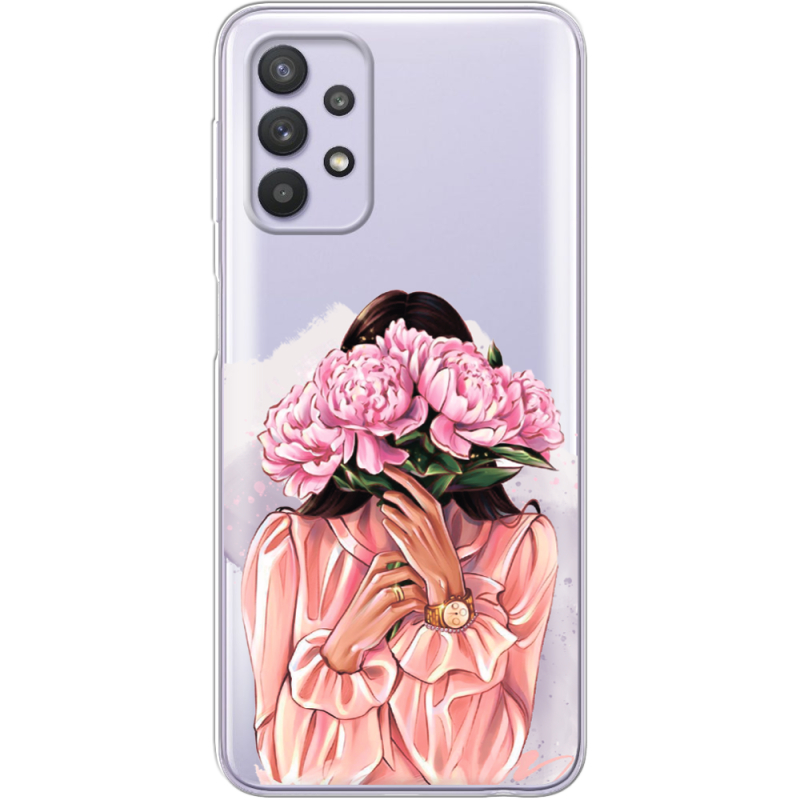 Прозрачный чехол BoxFace Samsung Galaxy A53 (A536) Девушка с Пионами