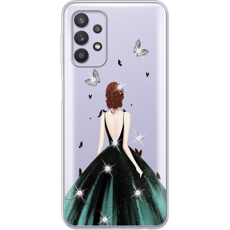 Чехол со стразами Samsung Galaxy A53 (A536) Girl in the green dress