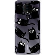 Прозрачный чехол BoxFace Tecno Spark 6 с 3D-глазками Black Kitty