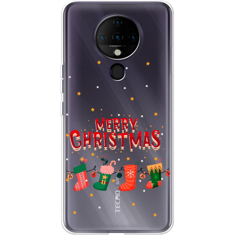 Прозрачный чехол BoxFace Tecno Spark 6 Merry Christmas