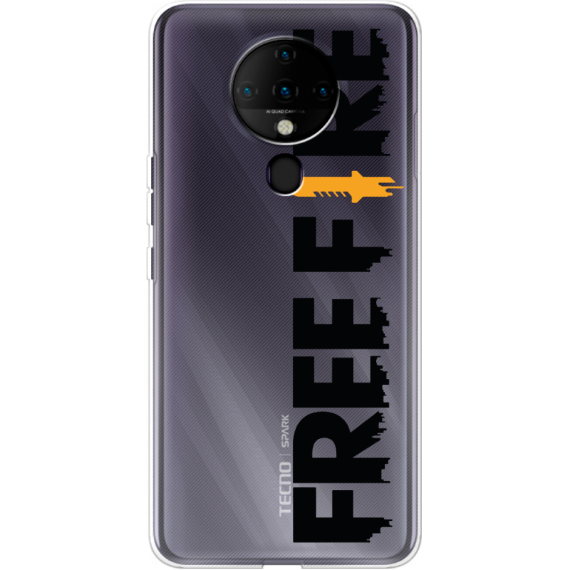 Прозрачный чехол BoxFace Tecno Spark 6 Free Fire Black Logo