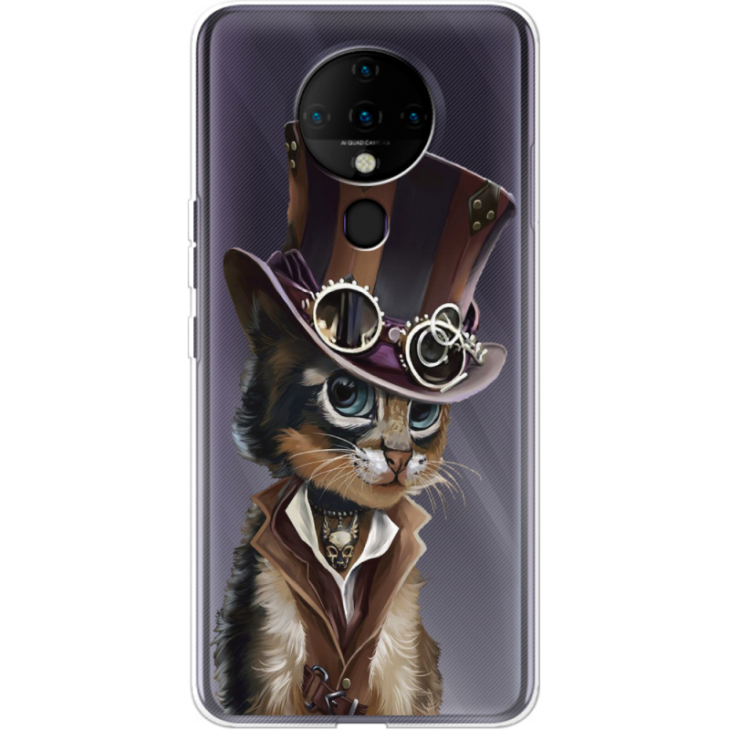 Прозрачный чехол BoxFace Tecno Spark 6 Steampunk Cat