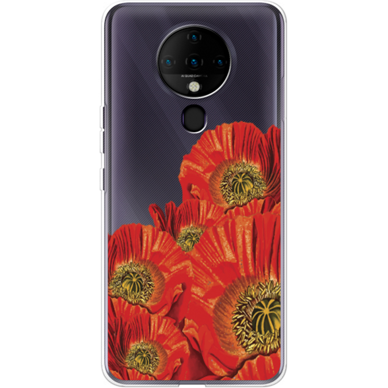 Прозрачный чехол BoxFace Tecno Spark 6 Red Poppies