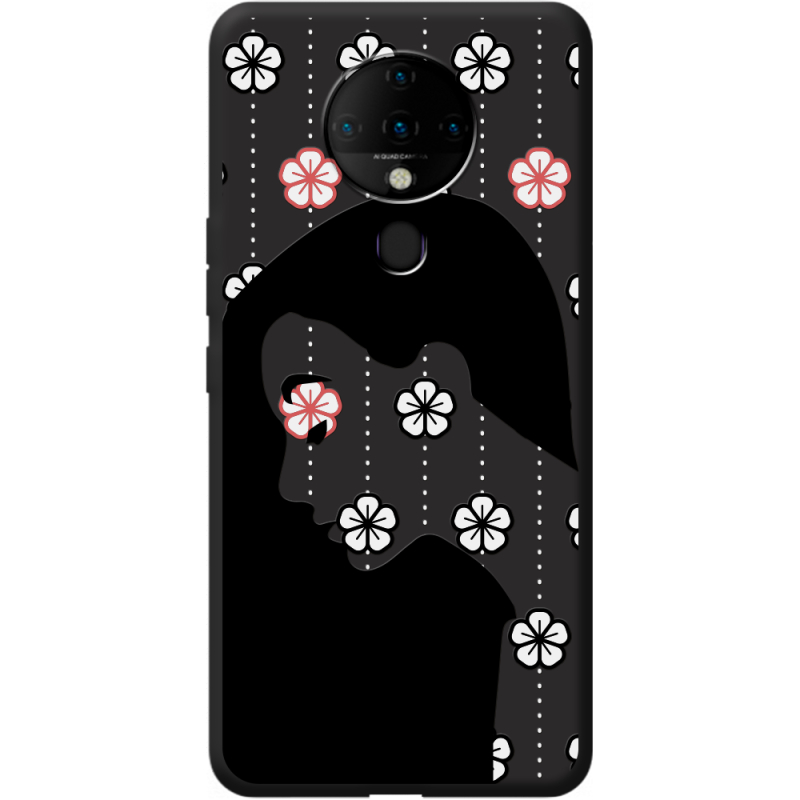 Черный чехол BoxFace Tecno Spark 6 Flower Hair