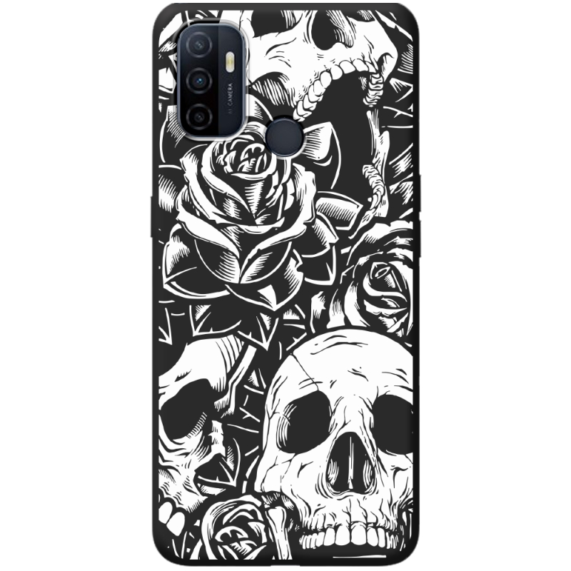 Черный чехол BoxFace OPPO A53 Skull and Roses