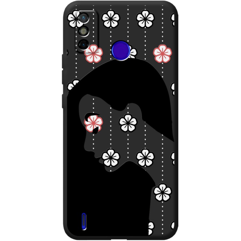 Черный чехол BoxFace Tecno Spark 6 Go Flower Hair