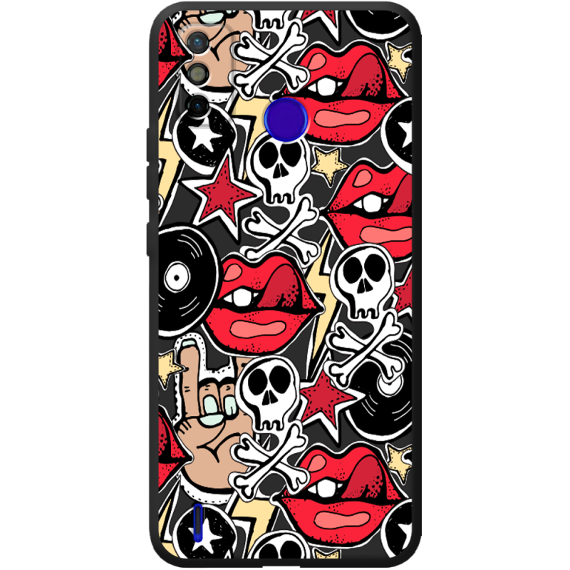 Черный чехол BoxFace Tecno Spark 6 Go Rock Graffiti