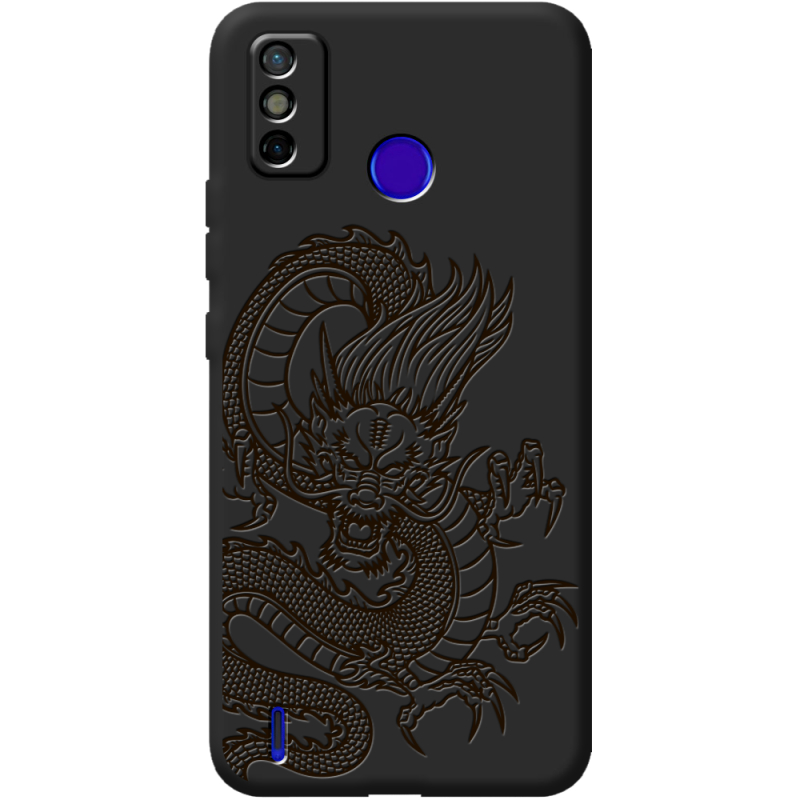 Черный чехол BoxFace Tecno Spark 6 Go Chinese Dragon