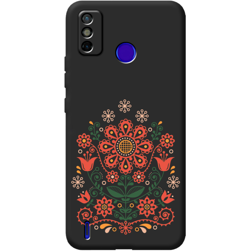 Черный чехол BoxFace Tecno Spark 6 Go Ukrainian Ornament