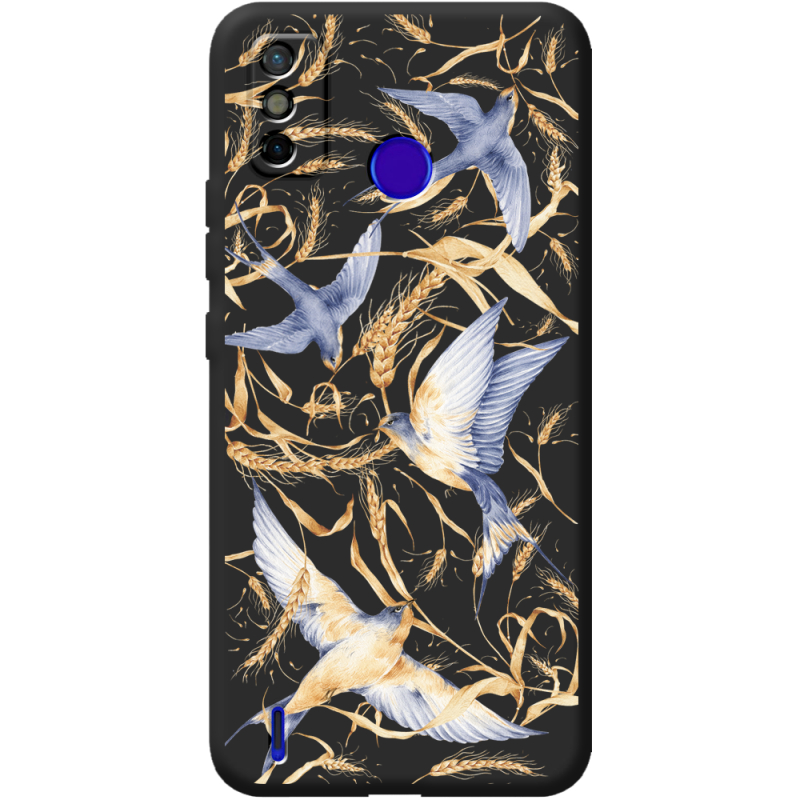 Черный чехол BoxFace Tecno Spark 6 Go Ластівки