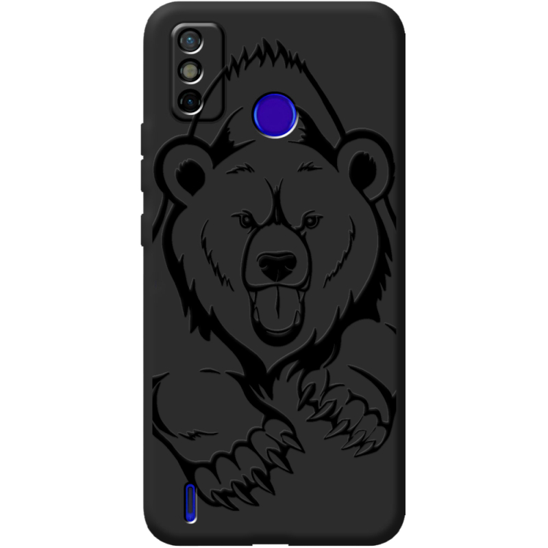 Черный чехол BoxFace Tecno Spark 6 Go Grizzly Bear