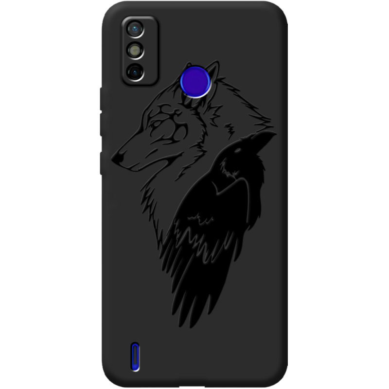 Черный чехол BoxFace Tecno Spark 6 Go Wolf and Raven
