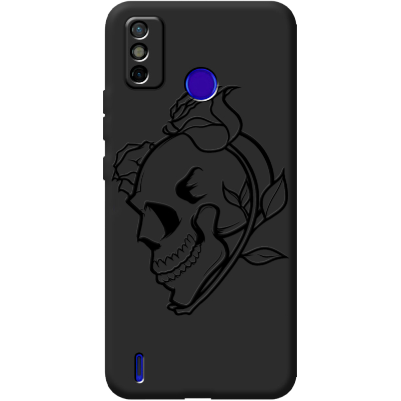 Черный чехол BoxFace Tecno Spark 6 Go Skull and Roses