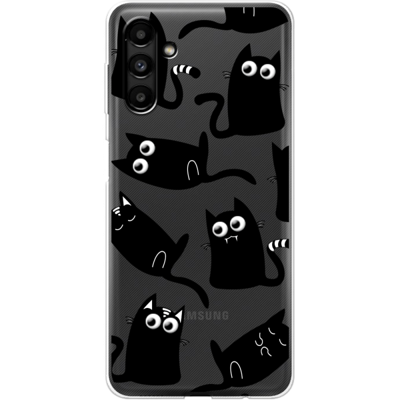Прозрачный чехол BoxFace Samsung Galaxy A13 5G (A136) с 3D-глазками Black Kitty