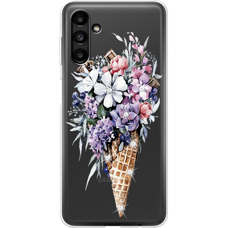 Чехол со стразами Samsung Galaxy A13 5G (A136) Ice Cream Flowers
