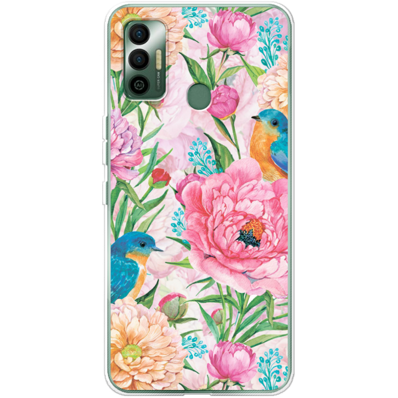 Чехол BoxFace Tecno Spark 7 Birds in Flowers