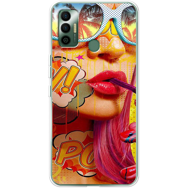 Чехол BoxFace Tecno Spark 7 Yellow Girl Pop Art