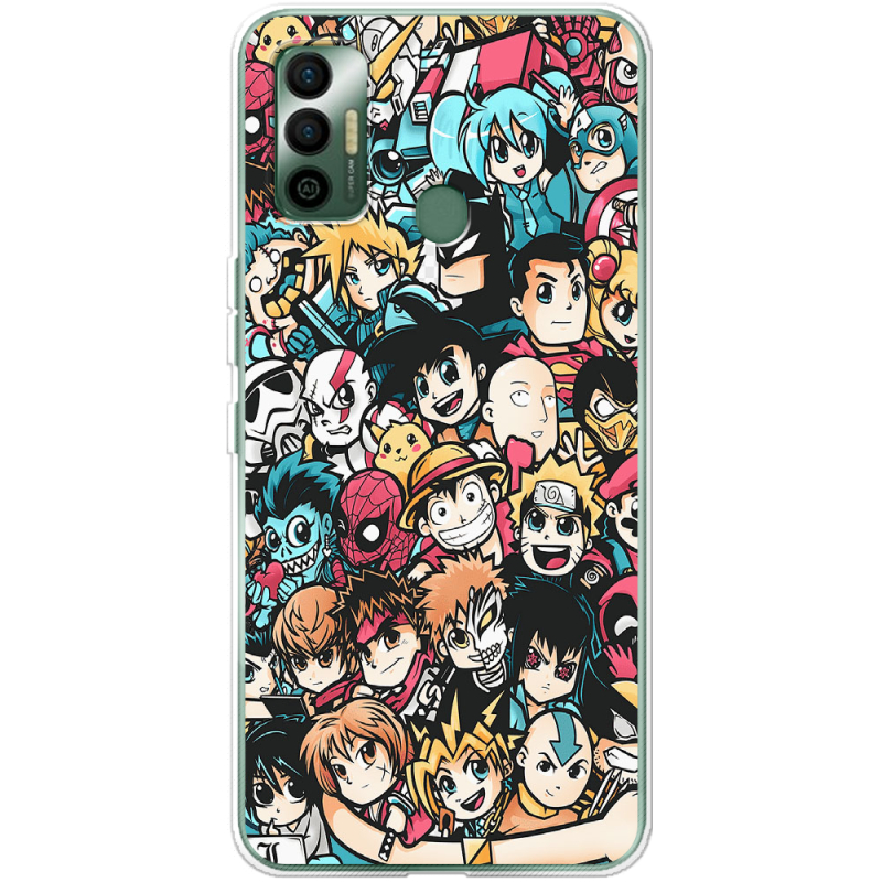 Чехол BoxFace Tecno Spark 7 Anime Stickers