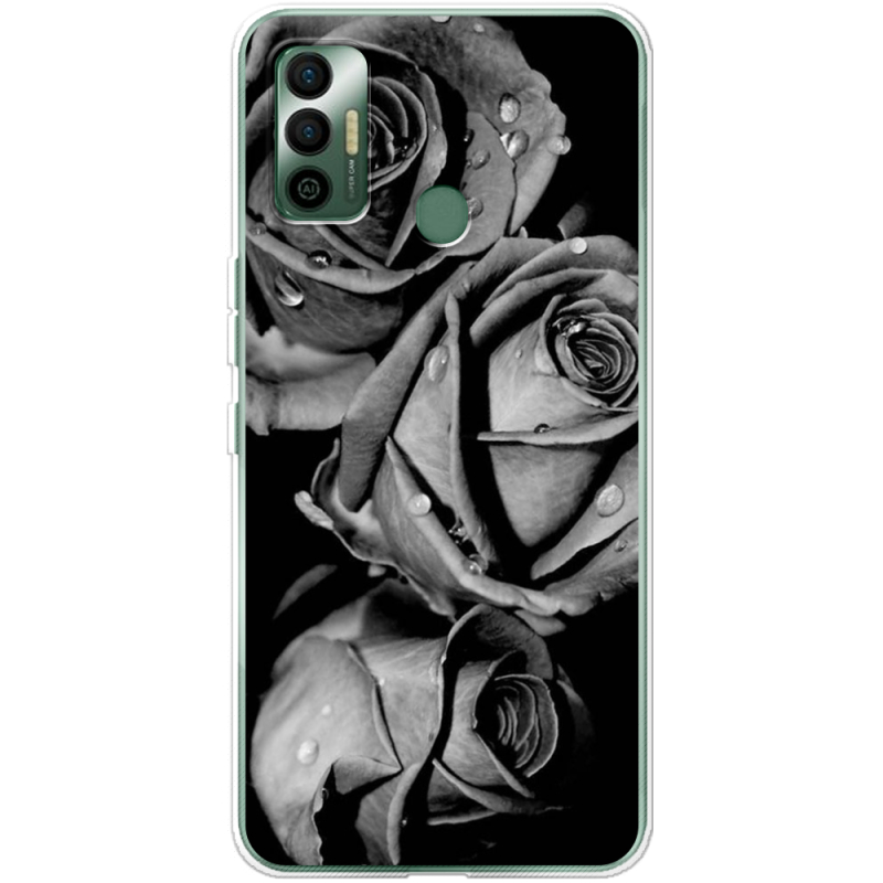 Чехол BoxFace Tecno Spark 7 Black and White Roses