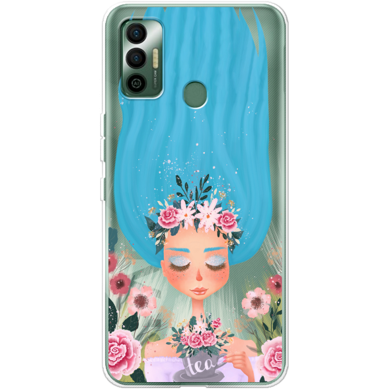 Прозрачный чехол BoxFace Tecno Spark 7 Blue Hair