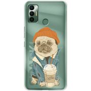 Прозрачный чехол BoxFace Tecno Spark 7 Dog Coffeeman