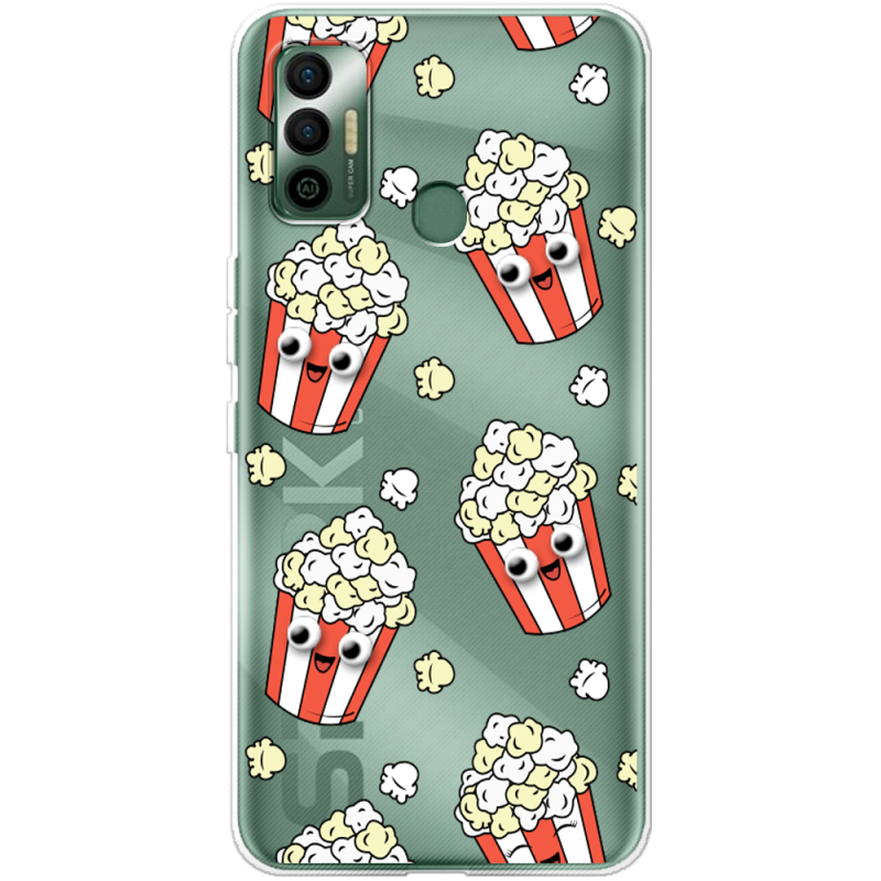 Прозрачный чехол BoxFace Tecno Spark 7 с 3D-глазками Popcorn