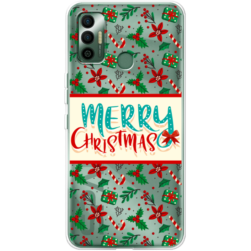 Прозрачный чехол BoxFace Tecno Spark 7 Vintage Christmas Pattern