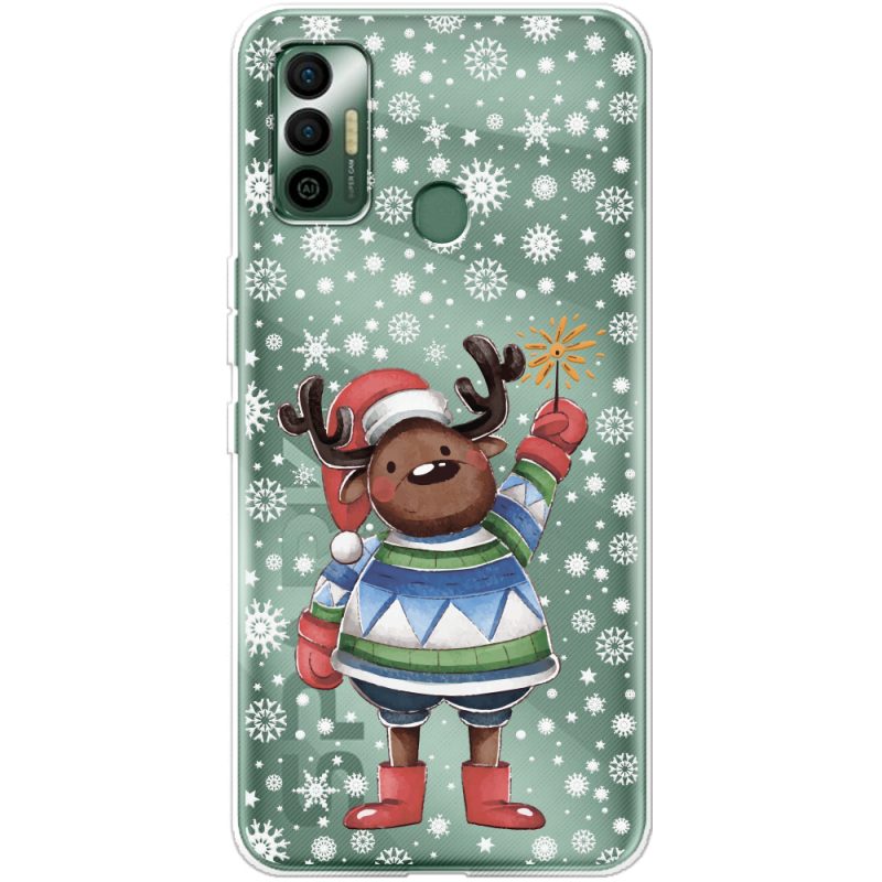 Прозрачный чехол BoxFace Tecno Spark 7 Christmas Deer with Snow