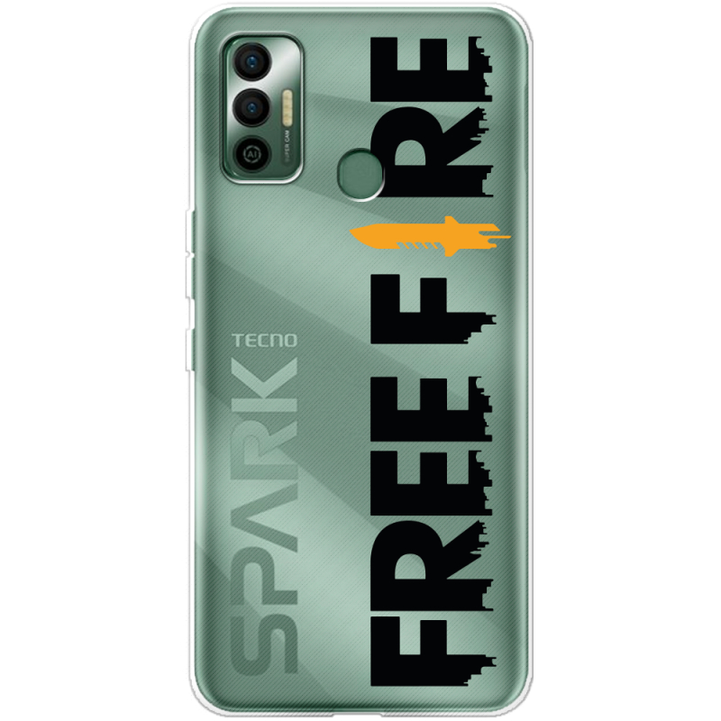 Прозрачный чехол BoxFace Tecno Spark 7 Free Fire Black Logo