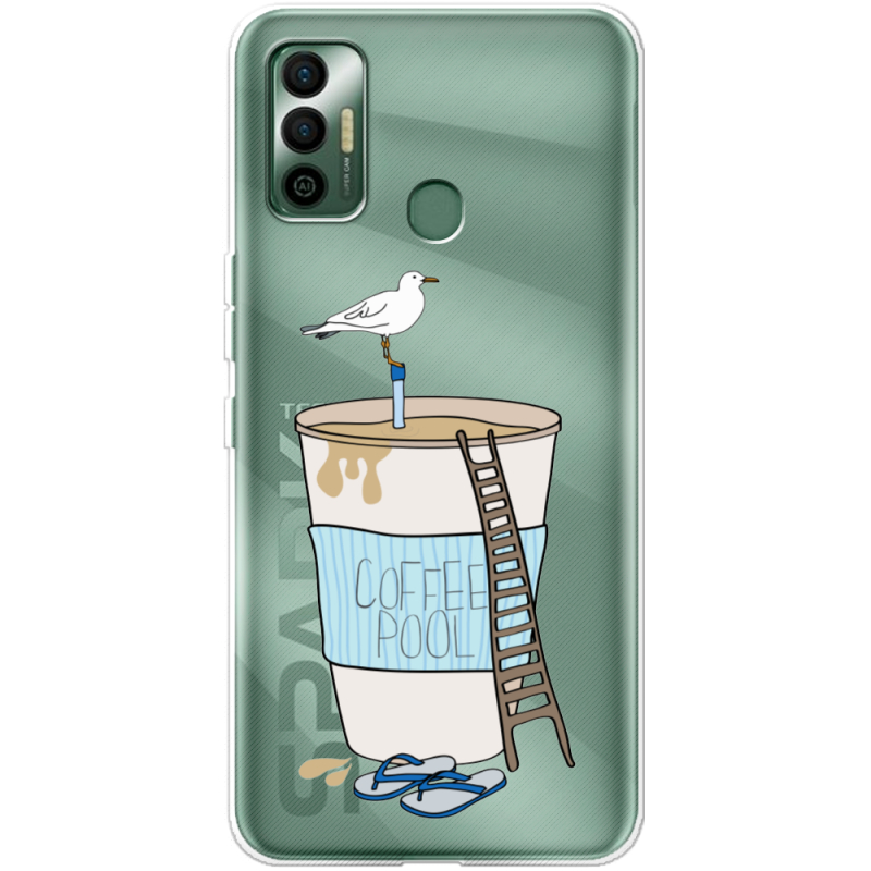 Прозрачный чехол BoxFace Tecno Spark 7 Segull in Cofee Pool
